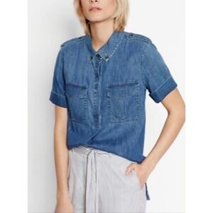 Equipment Femme Chambray Short Sleeve Button Up Shirt Womens Small Cotton